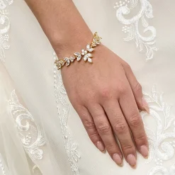 Lace & Favour Adelaide Gold Vintage inspiriertes Kristallarmband* Goldener Abschlussball-schmuck | Prom Armbänder
