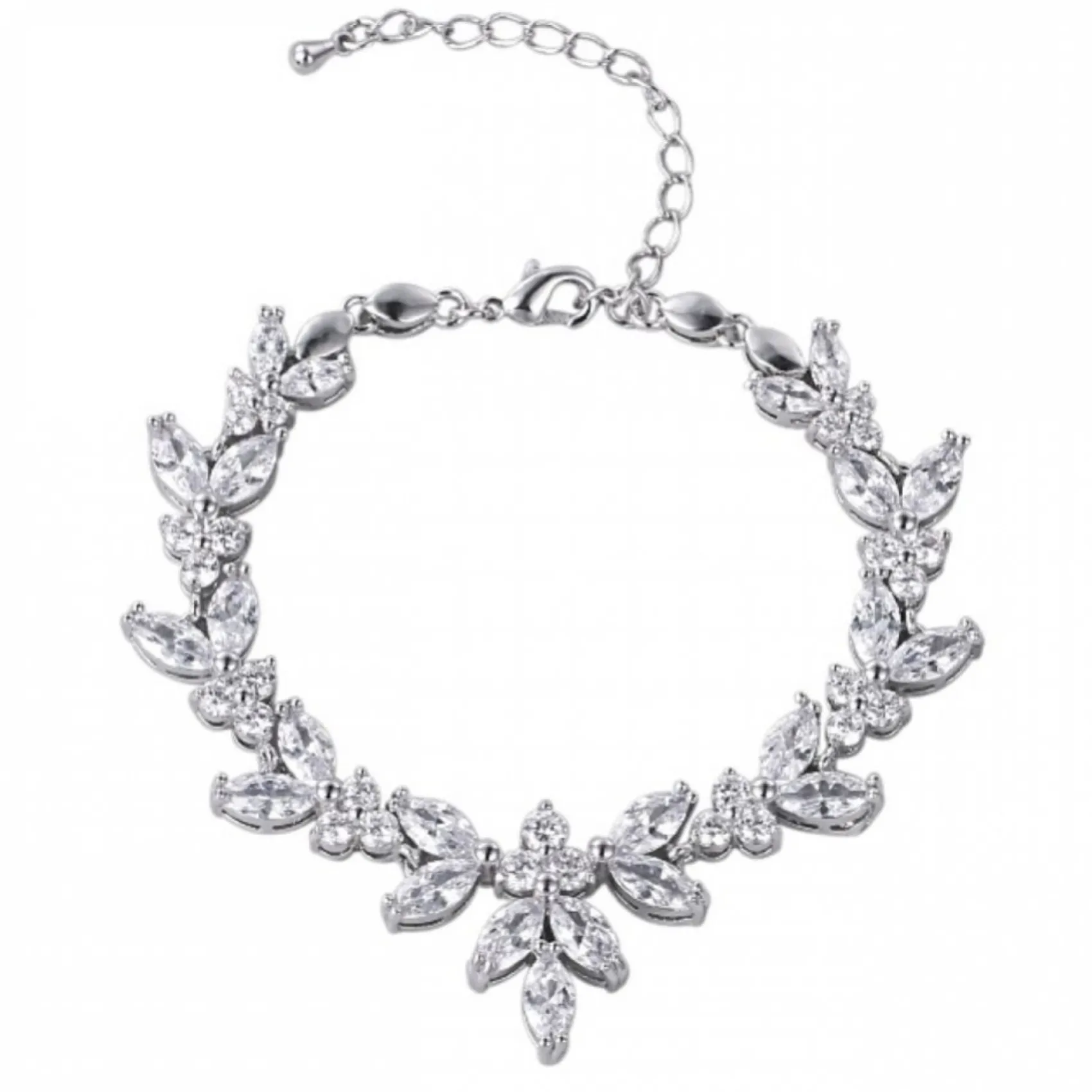 Lace & Favour Adelaide Silber Vintage inspiriertes Kristallarmband* Prom Armbänder | Silberner Abschlussball-schmuck