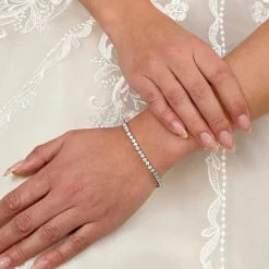 Lace & Favour Alanna Simple Cubic Zirkonia Tennisarmband (Silber)* Silberner Abschlussball-schmuck | Prom Armbänder
