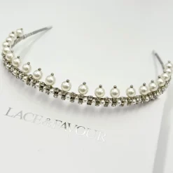 Beads & Beyond Albany Vintage Low Perle und Kristall Braut Tiara* Vintage-kopfbedeckungen | Perlen-haarschmuck
