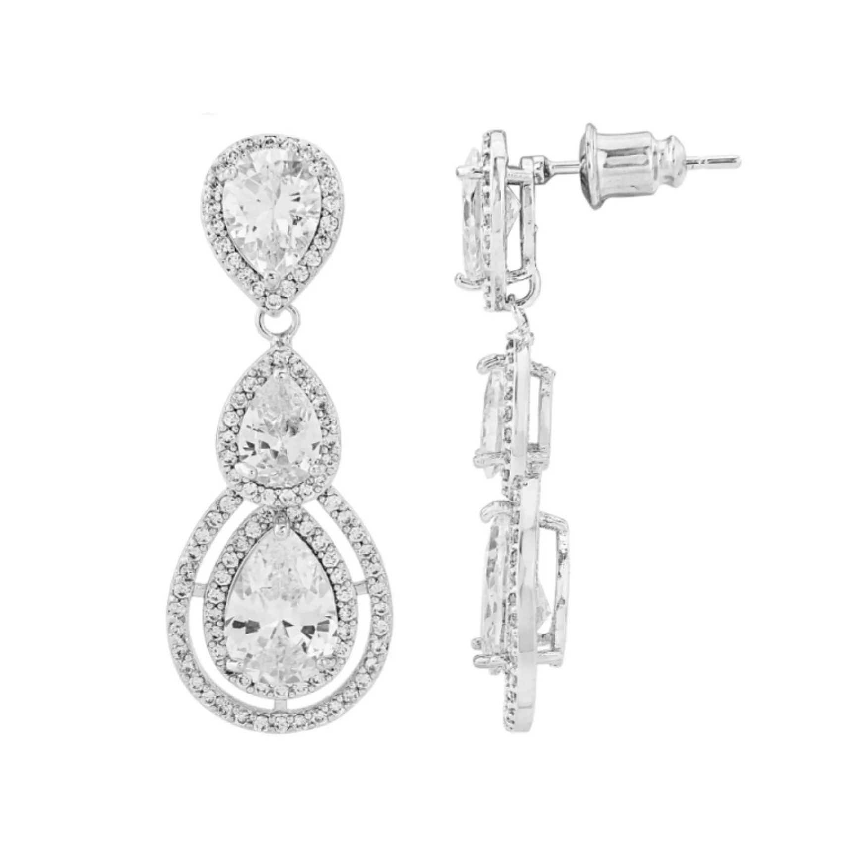 Lace & Favour Alessandra Vintage inspirierte Kristall-Kronleuchter-Ohrringe* Silberner Abschlussball-schmuck | Abschlussball-ohrringe