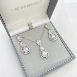 Lace & Favour Alessandra Vintage-inspiriertes Kristall-Brautschmuck-Set* Silberner Abschlussball-schmuck | Abschlussball-schmuck-sets