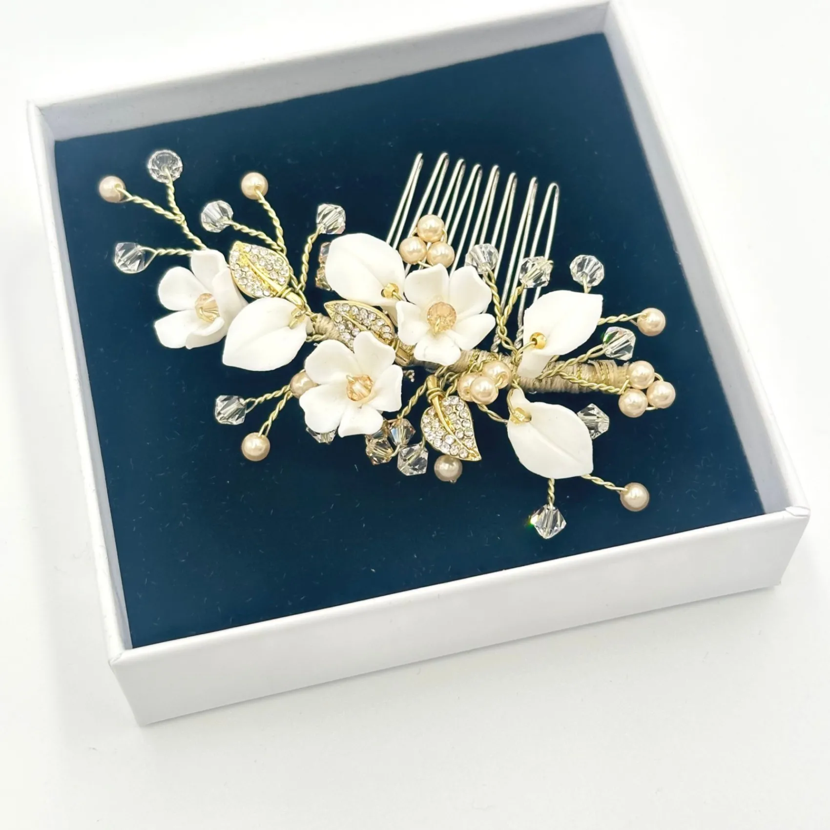 Beads & Beyond Almeida Gold Floral Mini-Haarkamm* Haarschmuck Aus Kristall | Perlen-haarschmuck