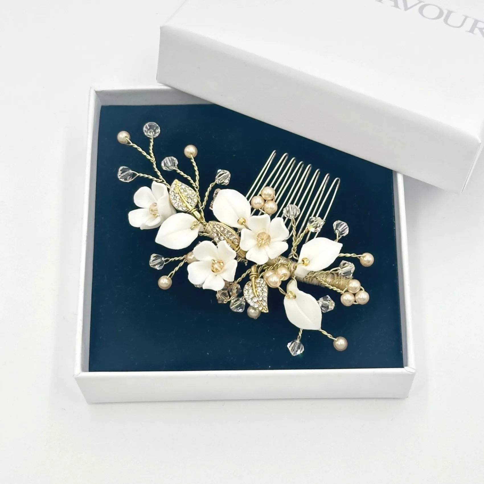 Beads & Beyond Almeida Gold Floral Mini-Haarkamm* Haarschmuck Aus Kristall | Perlen-haarschmuck