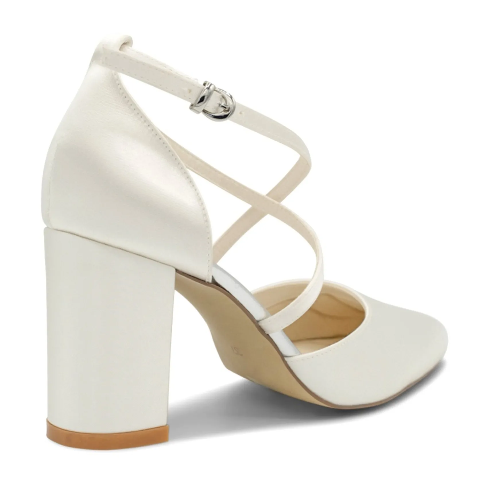 Paradox London Alysha Einfärbbar Elfenbein Satin Kreuz Riemen Block Ferse Gericht Schuhe* Hochzeitsschuhe | Schuhe Mit Mittlerem Absatz