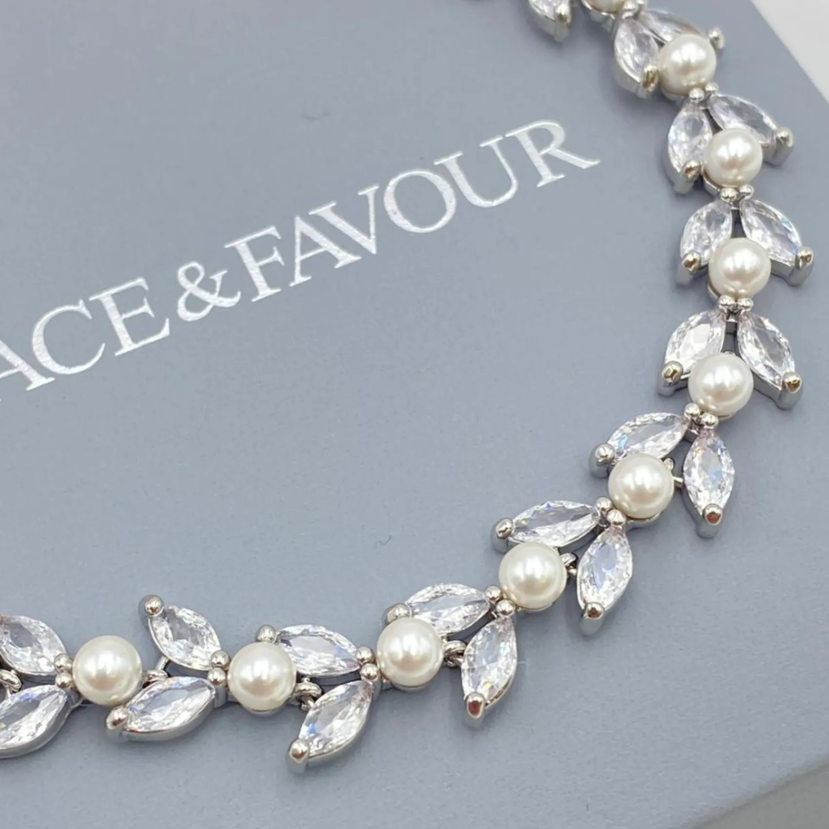 Lace & Favour Amalia Silber Cubic Zirkonia Perle Hochzeit Armband* Geschenke Für Die Braut | Perlen-hochzeitsschmuck