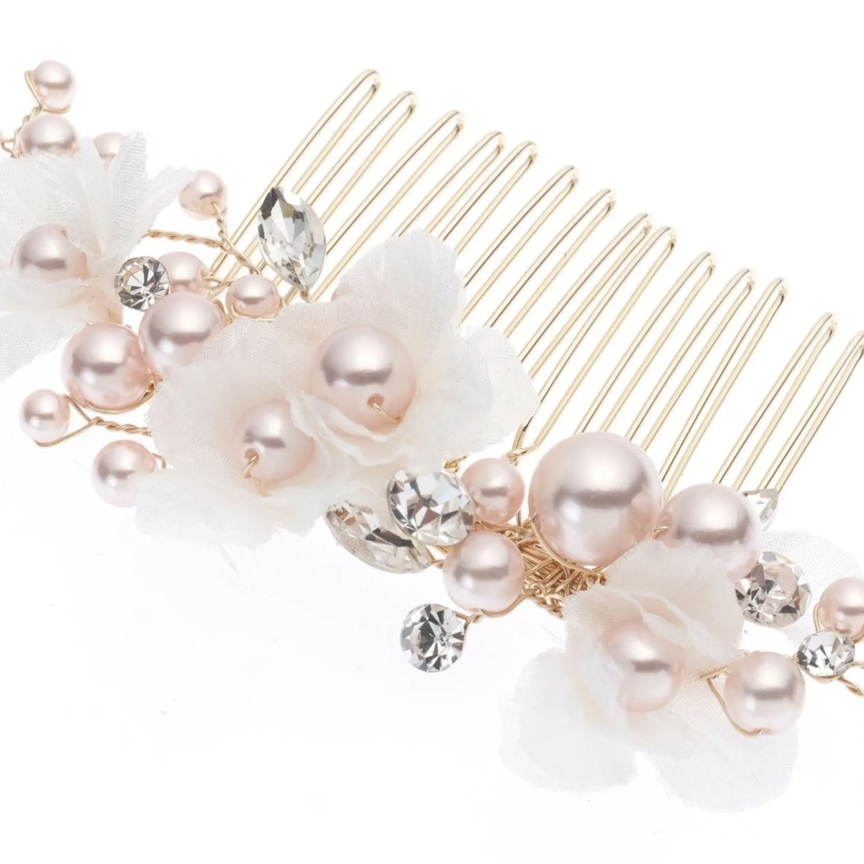 Poirier Amaryllis Blush Perlen Blumiger Haarkamm* Perlen-haarschmuck | Gold-haar-accessoires