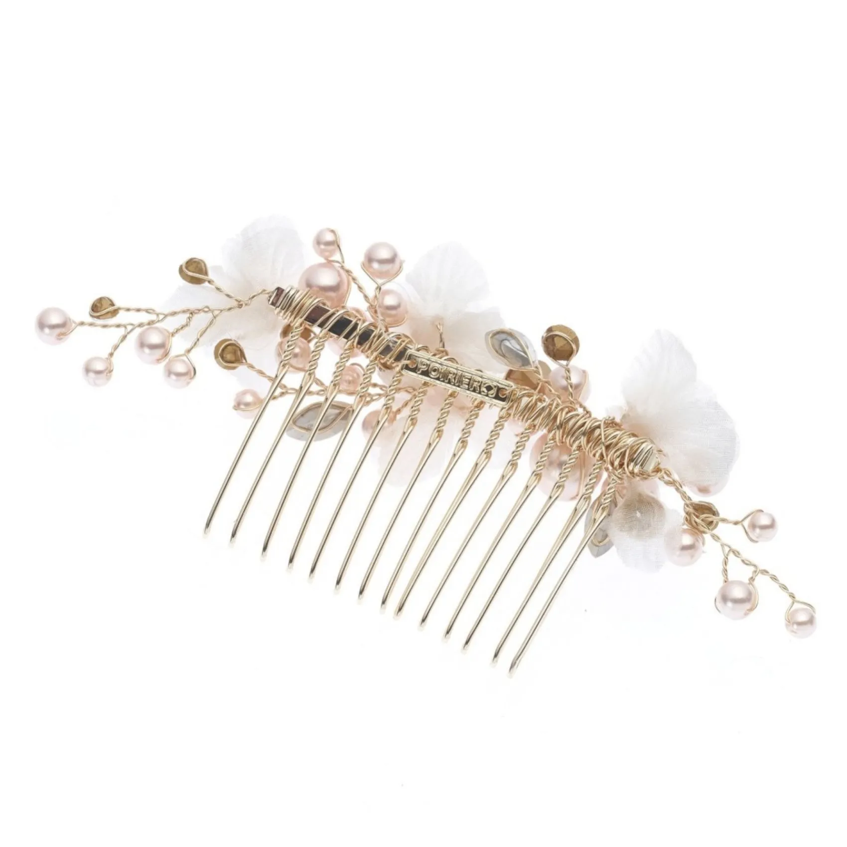 Poirier Amaryllis Blush Perlen Blumiger Haarkamm* Perlen-haarschmuck | Gold-haar-accessoires
