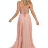 Angel Forever Perlenbesetztes A-Line Chiffon-Abschlussballkleid (Rose Pink)* Angel Forever Ballkleider | Rosa Ballkleider