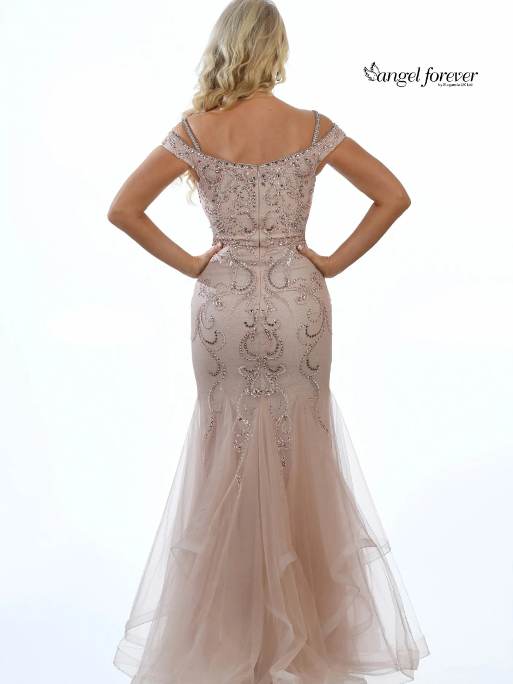 Angel Forever Verschönertes Schimmernder Tüll Fischschwanz Ballkleid Rose Gold* Angel Forever Ballkleider | Rosa Ballkleider