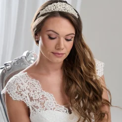 Arianna Braut Tiara mit Perlen und Diamanten AR801* Perlen-haarschmuck | Silberne Haar-accessoires