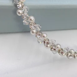 Arianna Gewebtes Perlen- und Kristall-Hochzeitsarmband ARW092* Geschenke Für Brautjungfern | Geschenke Für Die Braut