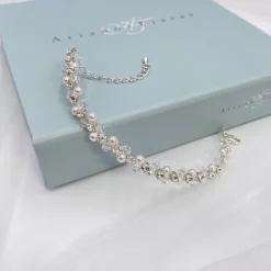 Arianna Gewebtes Perlen- und Kristall-Hochzeitsarmband ARW092* Geschenke Für Brautjungfern | Geschenke Für Die Braut