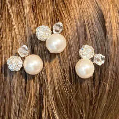 Arianna Mira 3er Set Haarnadeln mit Perlen, Kristallen und Diamanten ARP614* Geschenke Für Brautjungfern | Perlen-haarschmuck