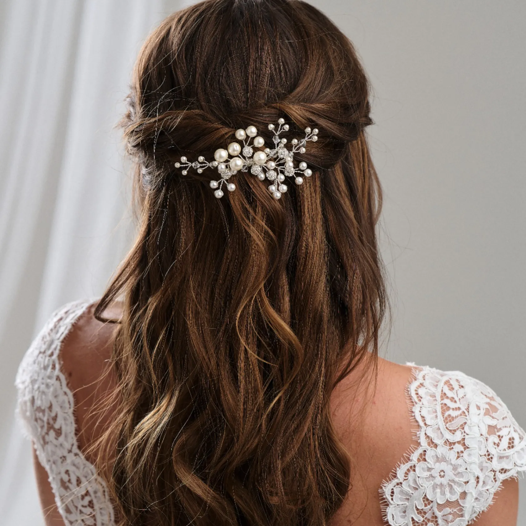 Arianna Mira Perlen- und Kristall-Haarkamm AR614* Perlen-haarschmuck | Silberne Haar-accessoires