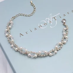 Arianna Perlen- und Diamanten-Hochzeitsarmband ARW093* Geschenke Für Brautjungfern | Geschenke Für Die Braut