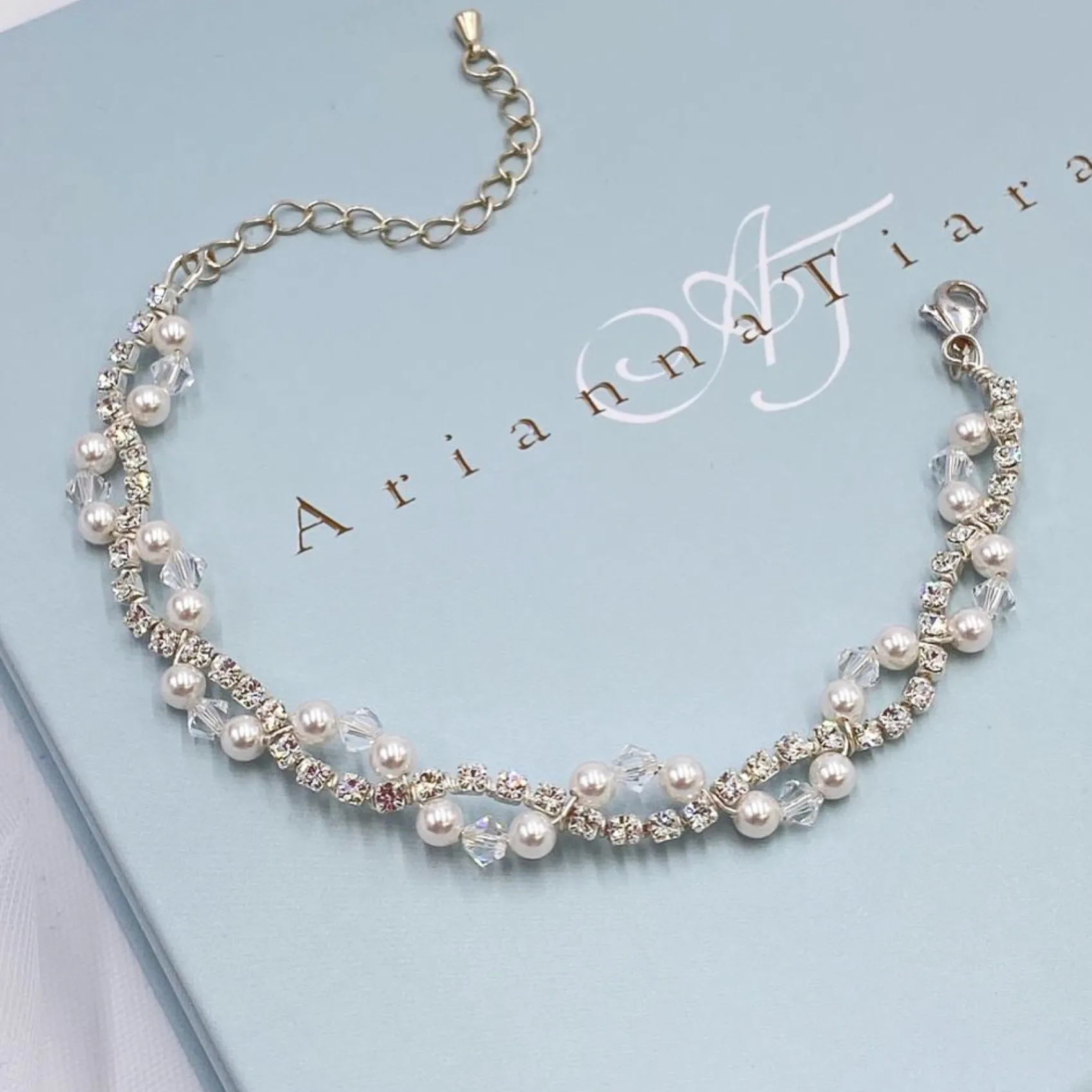 Arianna Perlen- und Diamanten-Hochzeitsarmband ARW093* Geschenke Für Brautjungfern | Geschenke Für Die Braut