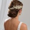 Arianna Statement Blumen und Blätter Haarkamm AR787* Perlen-haarschmuck | Gold-haar-accessoires
