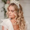 Arianna Statement-Perle und Blumen-Krone AR717* Perlen-haarschmuck | Silberne Haar-accessoires