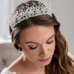 Arianna Zara Anweisung Kristall verschönert Tiara AR762* Haarschmuck Aus Kristall | Silberne Haar-accessoires