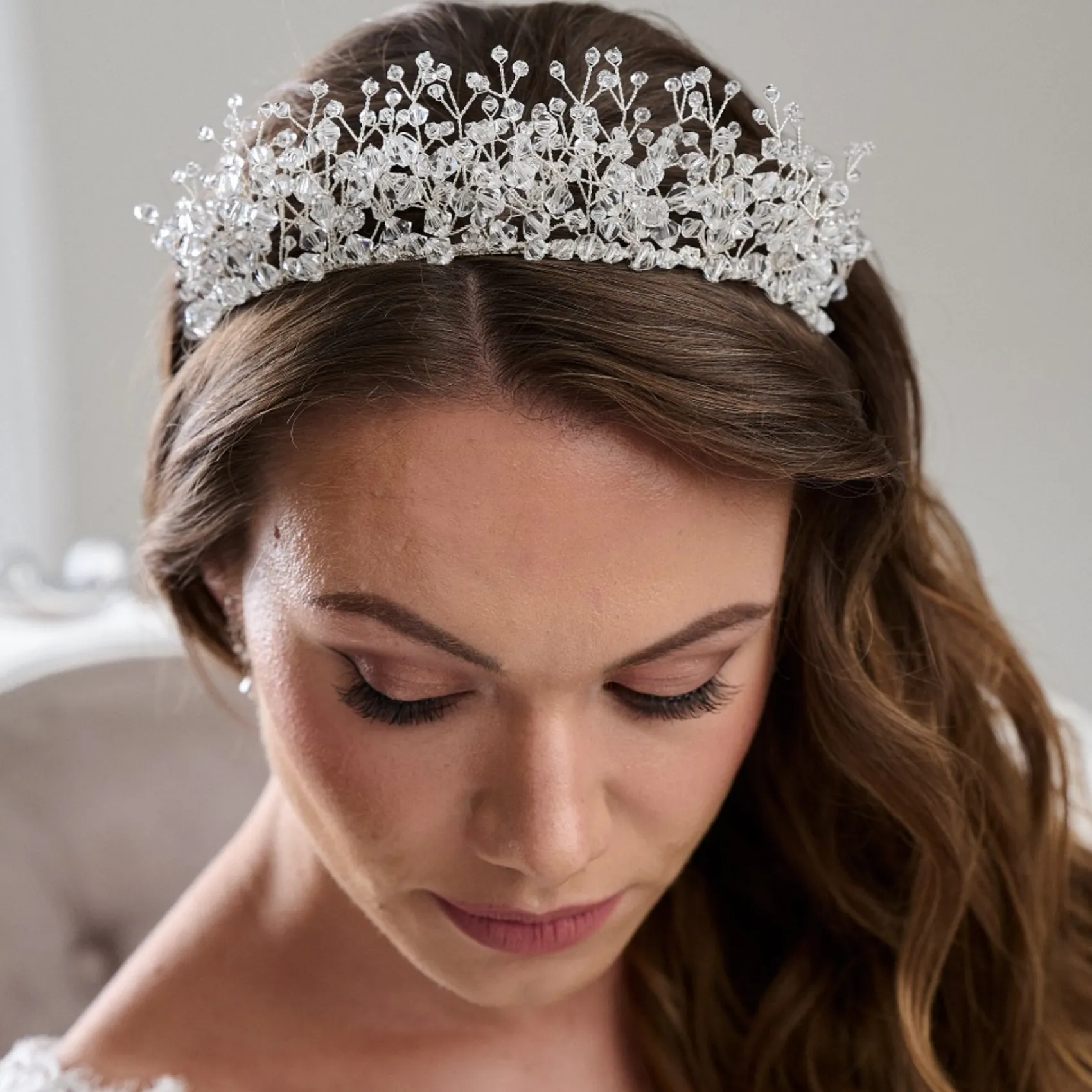 Arianna Zara Anweisung Kristall verschönert Tiara AR762* Haarschmuck Aus Kristall | Silberne Haar-accessoires