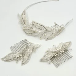 Beads & Beyond Astoria Vintage inspiriert Perlen Blätter asymmetrische Kamm* Vintage-kopfbedeckungen | Haarschmuck Aus Kristall