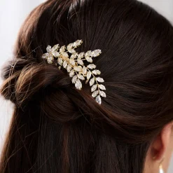 Lace & Favour Aurora Gold Crystal Spray Hochzeit Haarkamm* Abschlussball Haarspangen & Kämme | Haarschmuck Aus Kristall