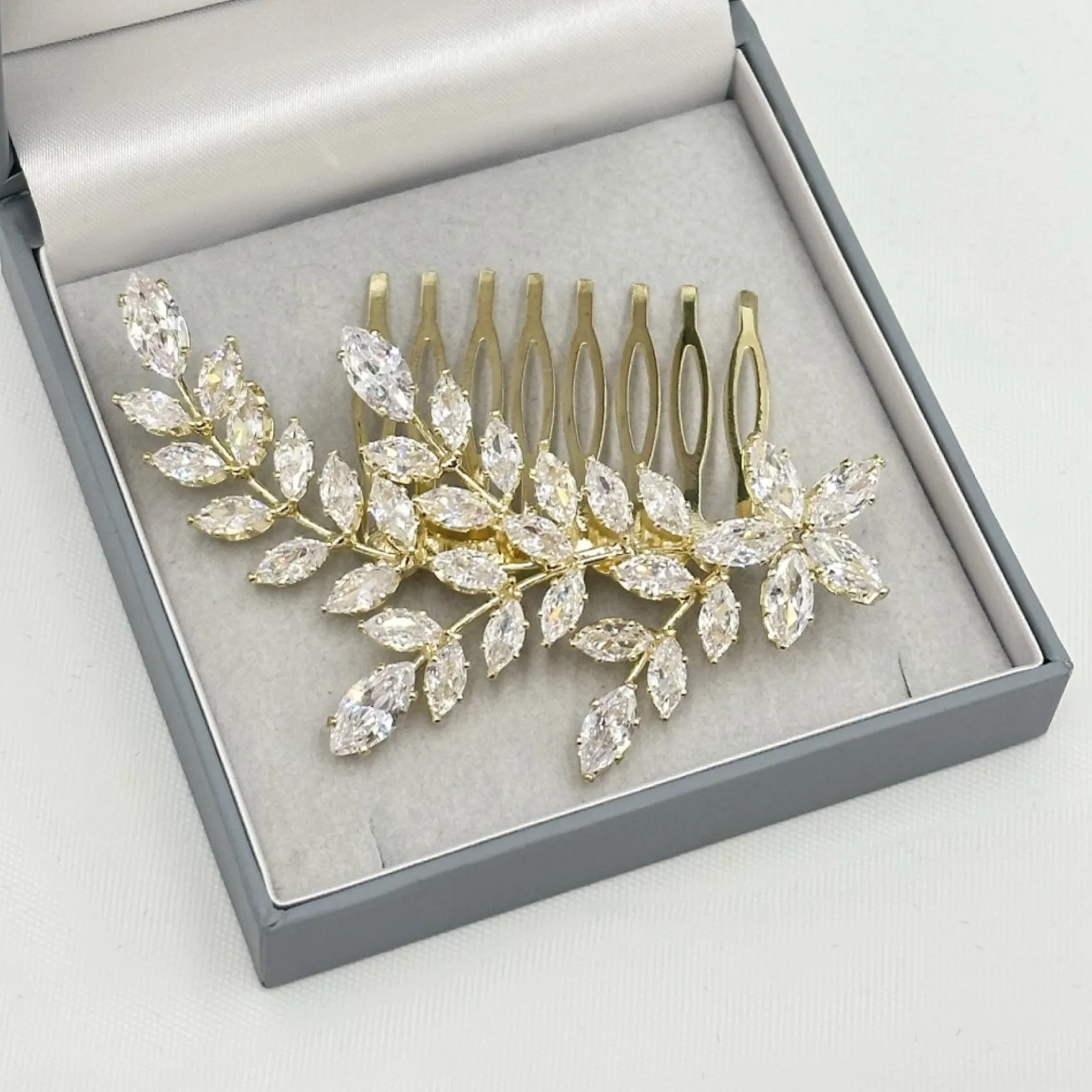 Lace & Favour Aurora Gold Crystal Spray Hochzeit Haarkamm* Abschlussball Haarspangen & Kämme | Haarschmuck Aus Kristall