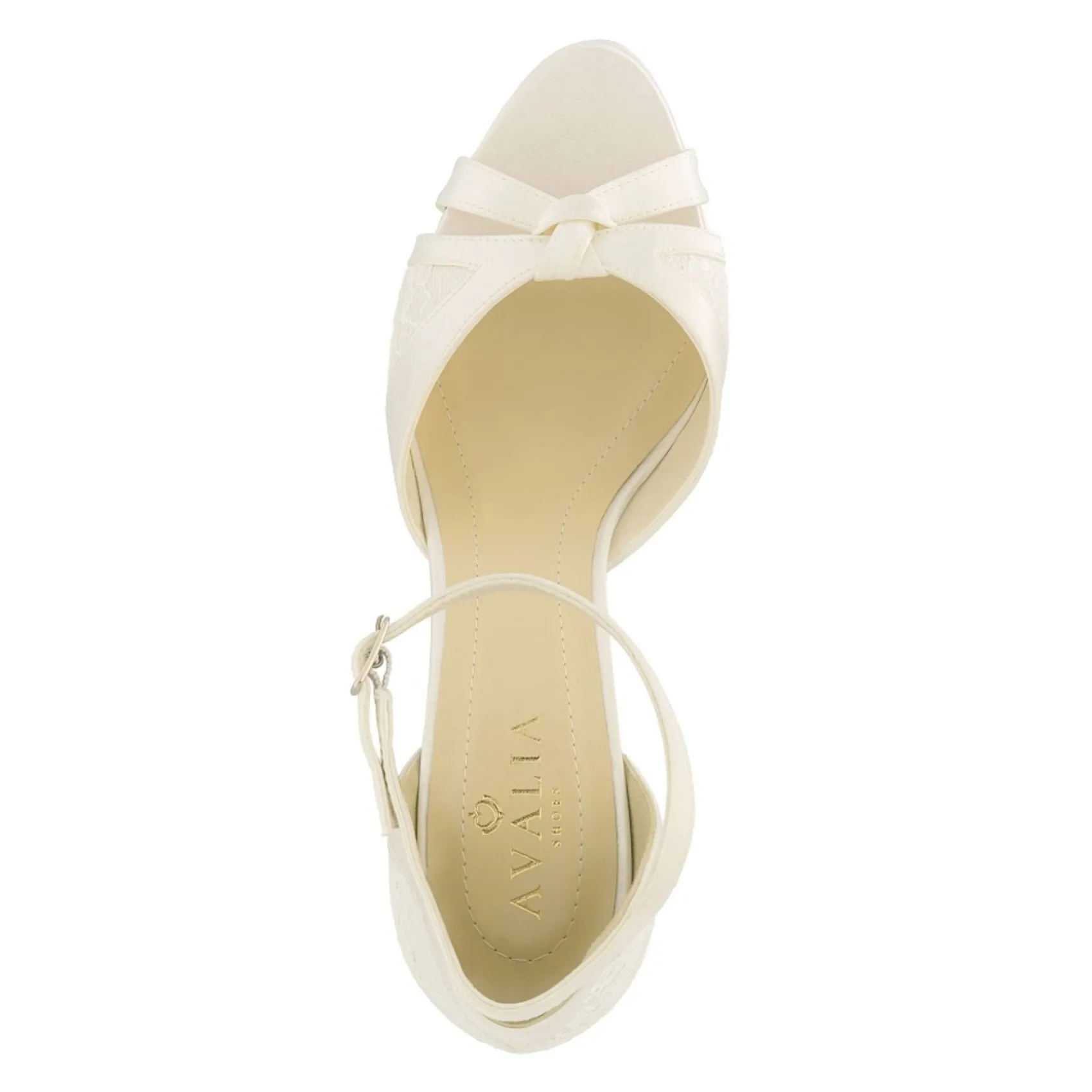 Avalia Shoes Avalia Alba Elfenbein Satin und Spitze Peep Toe Plattform Sandalen* Hochzeitsschuhe | Hochhackige Schuhe