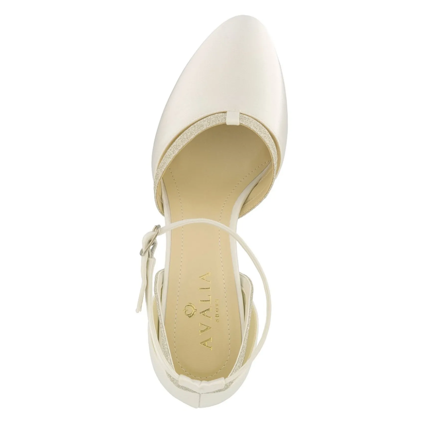 Avalia Shoes Avalia Luna Elfenbein Satin und Silber Glitter Knöchelriemen Schuhe* Hochzeitsschuhe | Schuhe Mit Niedrigem Absatz