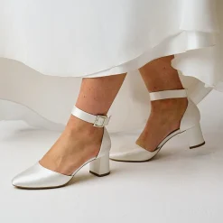 Avalia Shoes Avalia Vera Elfenbein Satin Breite Knöchelriemen Blockabsatz Schuhe* Hochzeitsschuhe | Schuhe Mit Mittlerem Absatz