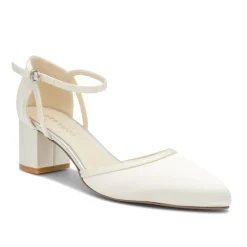 Paradox London Aviana Einfärbbar Elfenbein Satin Niedrig Blockabsatz Knöchelriemen Gericht Schuhe* Hochzeitsschuhe | Schuhe Mit Niedrigem Absatz