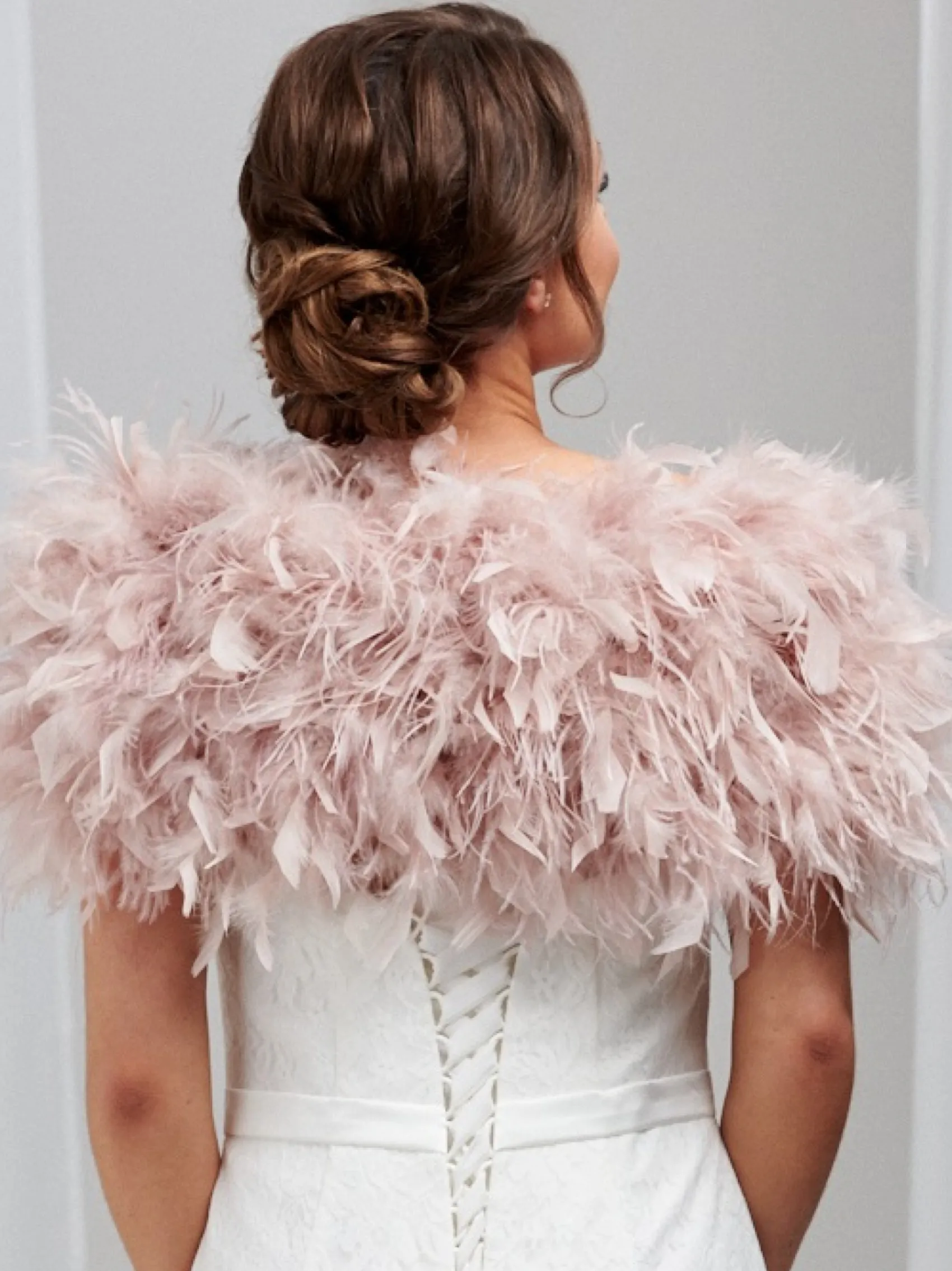 Beverly Hills Bardot Blush Pink Straußenfeder Brautstola* Federstolen & Umhänge | Hochzeitsumhänge & Tücher