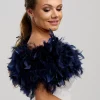 Beverly Hills Bardot Navy Straußenfeder Brautstola* Federstolen & Umhänge | Hochzeitsumhänge & Tücher