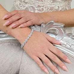 Lace & Favour Beaumont Cubic Zirkonia Hochzeitsarmband | L&F* Silberner Abschlussball-schmuck | Prom Armbänder