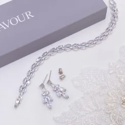 Lace & Favour Beaumont Cubic Zirkonia Hochzeitsarmband | L&F* Silberner Abschlussball-schmuck | Prom Armbänder