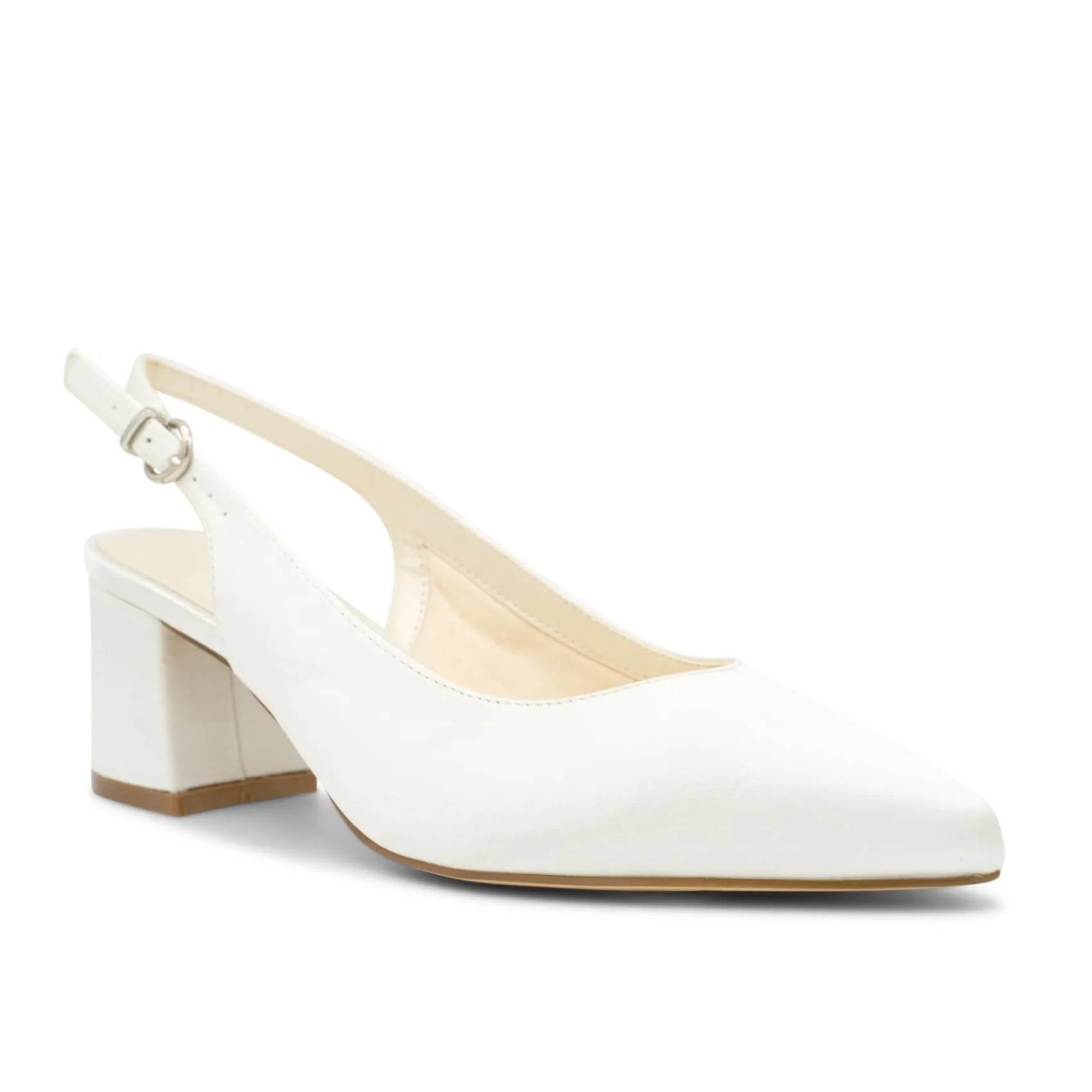 Paradox London Bessy Färbbare Elfenbein Satin Breite Passform Slingback Niedrige Blockabsätze* Schuhe Für Die Mutter Der Braut | Hochzeitsschuhe