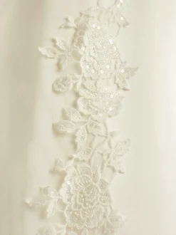 Bianco Evento Bianco Einstöckige Cut Edge Kathedrale Schleier mit floralen Spitze Zug S342* Einstufige Schleier | Kapelle Länge & Kathedrale Schleier