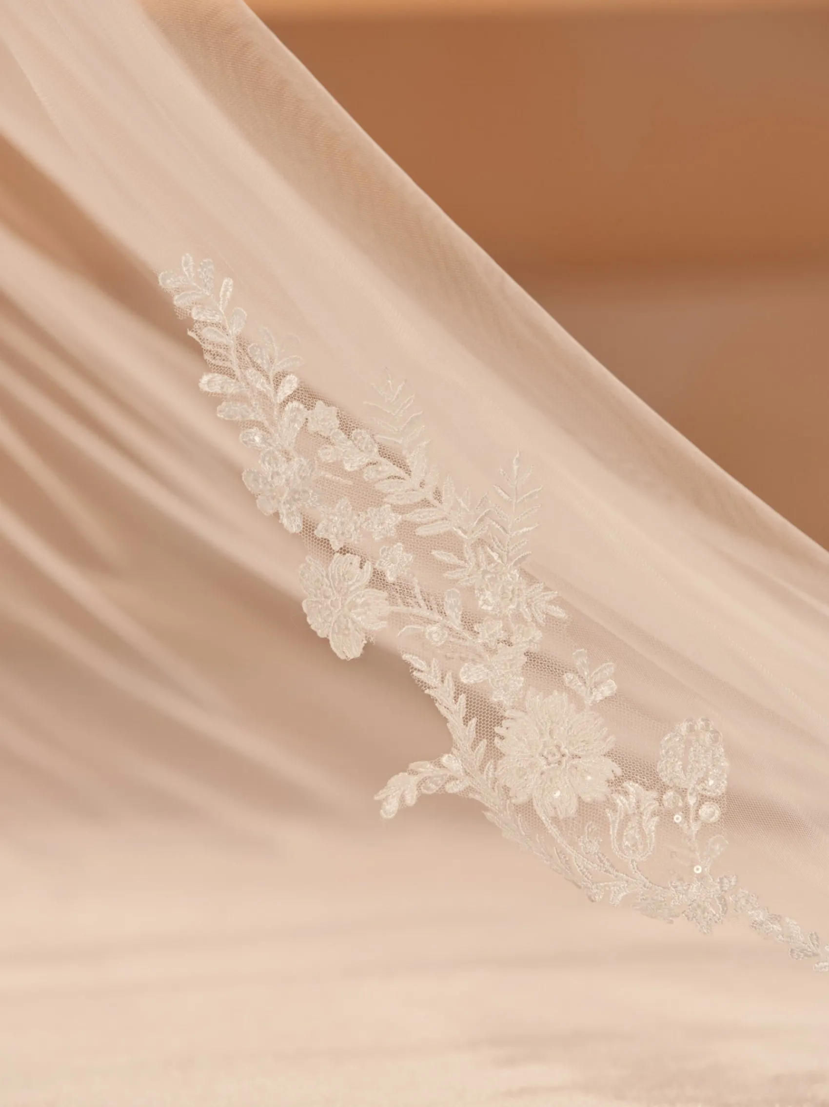 Bianco Evento Bianco Elfenbein einreihig geschnitten Rand Kathedrale Schleier mit Spitze Zug S456* Einstufige Schleier | Kapelle Länge & Kathedrale Schleier