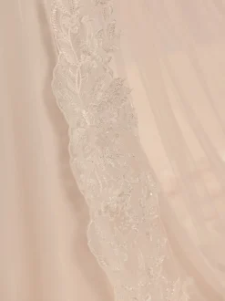 Bianco Evento Bianco Elfenbein einstufige Kapelle Schleier mit Perlen Spitze Rand S471* Einstufige Schleier | Kapelle Länge & Kathedrale Schleier