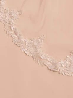 Bianco Evento Bianco Elfenbein einzelne Ebene Pailletten florale Spitze Kapelle Schleier S407* Einstufige Schleier | Kapelle Länge & Kathedrale Schleier