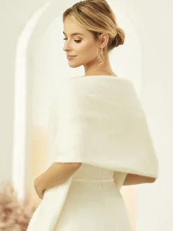 Bianco Evento Bianco Elfenbein Kaschmir Effekt Hochzeit Schal E318* Gestrickte Schals | Hochzeitsumhänge & Tücher