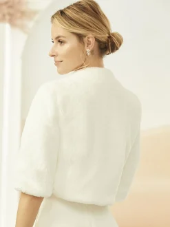 Bianco Evento Bianco Elfenbein Kunstfell Ellenbogen Länge Hochzeit Jacke E307* Jacken, Umhänge Und Schals Aus Kunstfell | Boleros Und Jacken Für Hochzeiten
