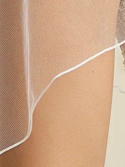 Bianco Evento Bianco Elfenbein schlicht zweistufige Kapelle Schleier mit Corded Edge S212* Zweistufiger Schleier | Kapelle Länge & Kathedrale Schleier