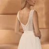 Bianco Evento Bianco Elfenbein Spitze ärmellose Braut Bodysuit E428* Braut-oberteile