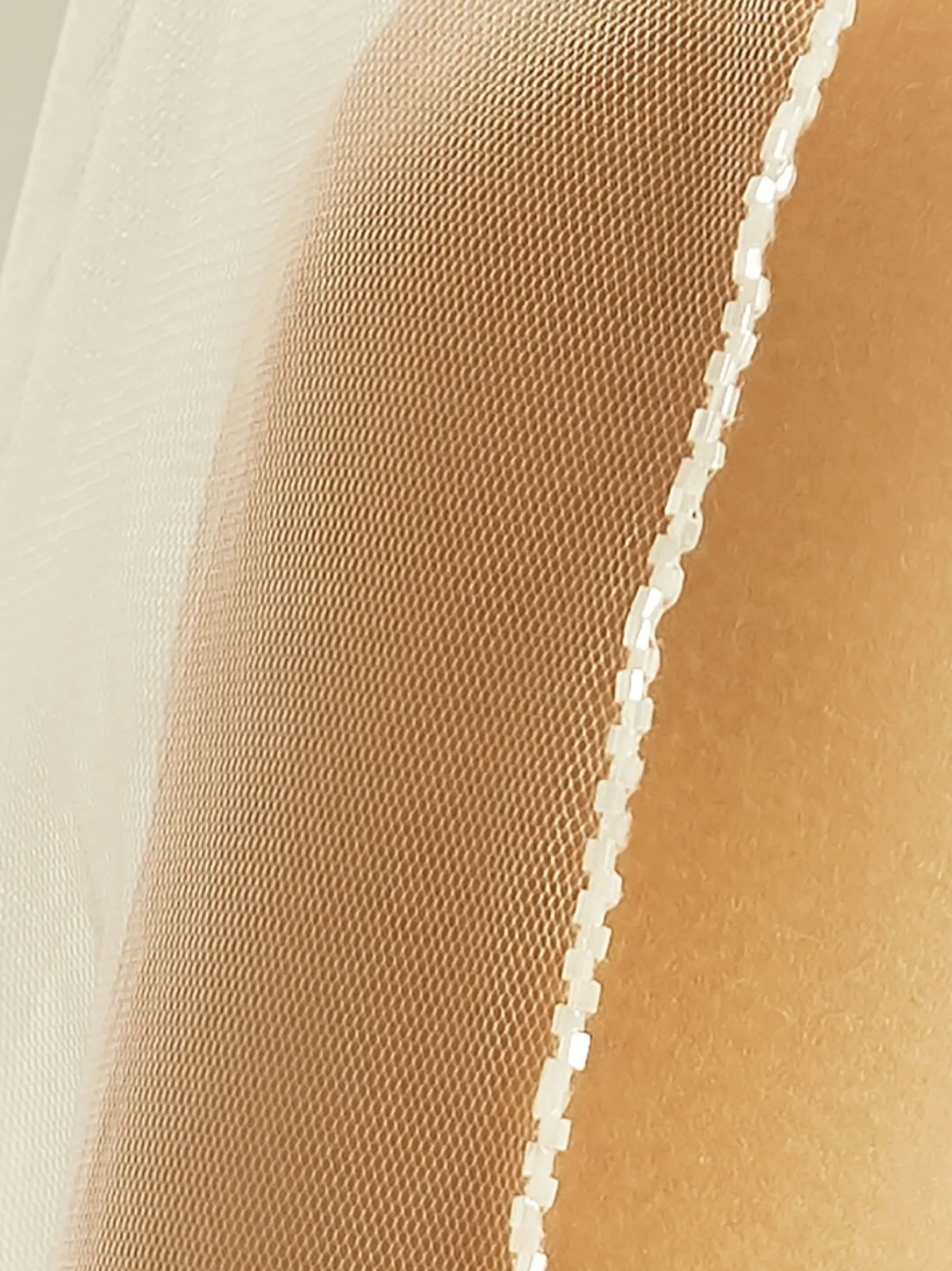 Bianco Evento Bianco Elfenbein zwei Stufen Perlen Rand Kapelle Schleier S396* Zweistufiger Schleier | Kapelle Länge & Kathedrale Schleier