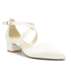 Paradox London Blanche Färbbar Elfenbein Satin Breite Passform Kreuzriemen Niedrige Blockabsätze* Hochzeitsschuhe | Schuhe Mit Niedrigem Absatz