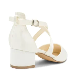 Paradox London Blanche Färbbar Elfenbein Satin Breite Passform Kreuzriemen Niedrige Blockabsätze* Hochzeitsschuhe | Schuhe Mit Niedrigem Absatz