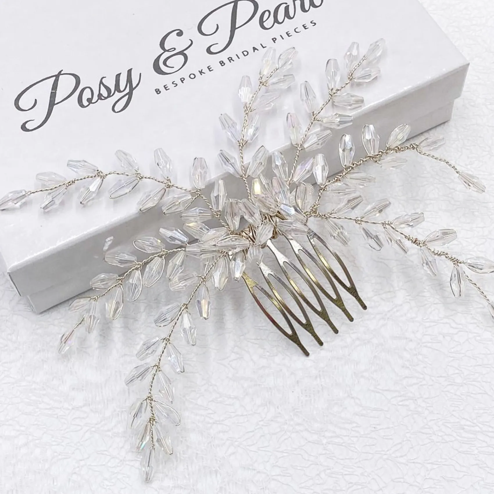 Posy & Pearl Blyss Crystal Spray Hochzeit Haarkamm* Haarschmuck Aus Kristall | Silberne Haar-accessoires