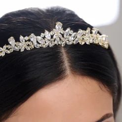 Lace & Favour Bridgerton Gold zierlich CZ Kristall Hochzeit Tiara* Abschlussball-haarbänder & Tiaras | Haarschmuck Aus Kristall
